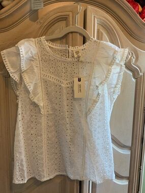 Good Hart by Matilda Jane White Eyelet Ruffle Sleeve Blouse